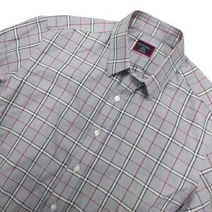 UNTUCKit Mens Small Classic Fit Plaid Long Sleeve Button Down Shirt Gray Red
